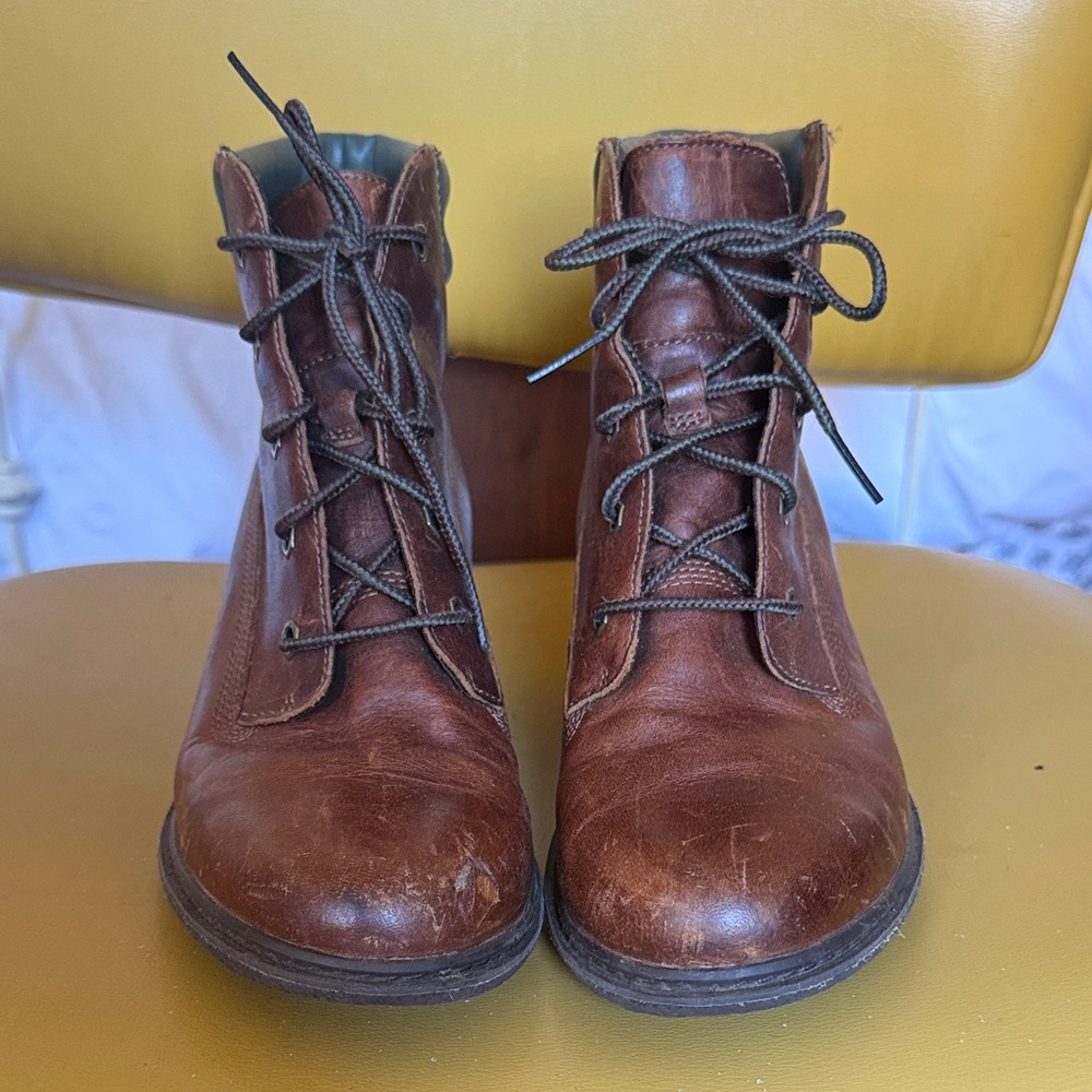 Timberland Wedge Safari Boots Size 7.5 Brown Leather - Picture 2 of 9